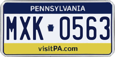 PA license plate MXK0563