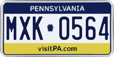 PA license plate MXK0564