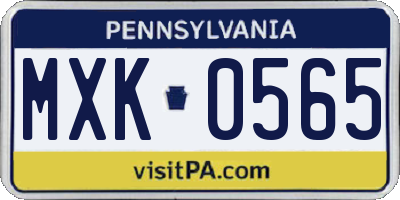 PA license plate MXK0565