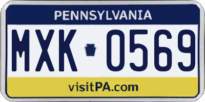 PA license plate MXK0569