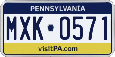 PA license plate MXK0571