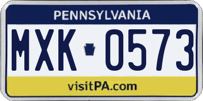 PA license plate MXK0573