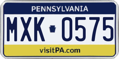 PA license plate MXK0575