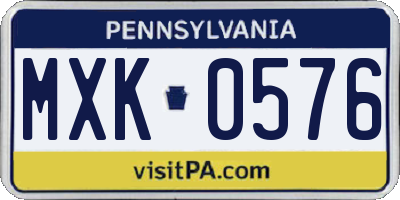 PA license plate MXK0576