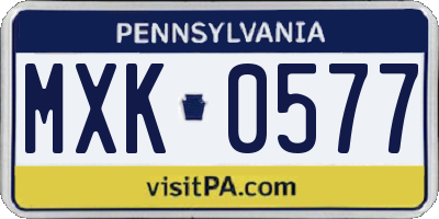 PA license plate MXK0577