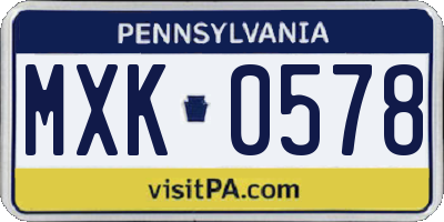 PA license plate MXK0578