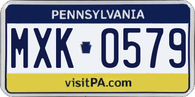PA license plate MXK0579