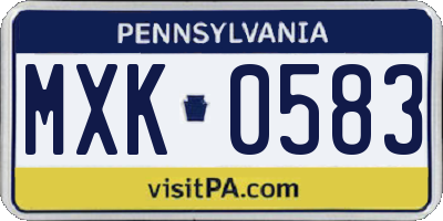 PA license plate MXK0583