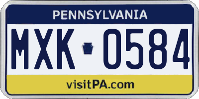 PA license plate MXK0584