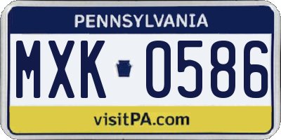 PA license plate MXK0586
