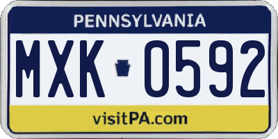 PA license plate MXK0592
