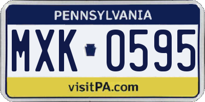 PA license plate MXK0595