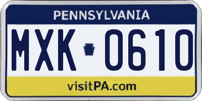 PA license plate MXK0610
