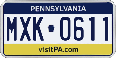 PA license plate MXK0611
