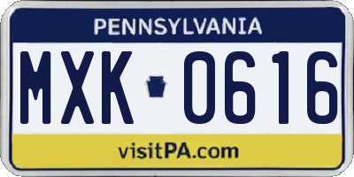 PA license plate MXK0616