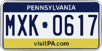 PA license plate MXK0617