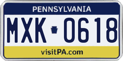 PA license plate MXK0618