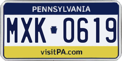 PA license plate MXK0619