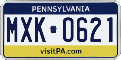 PA license plate MXK0621