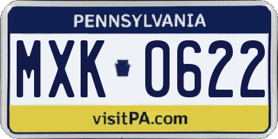 PA license plate MXK0622
