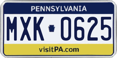 PA license plate MXK0625