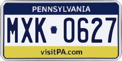 PA license plate MXK0627