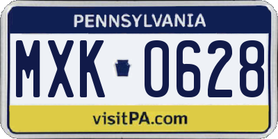 PA license plate MXK0628