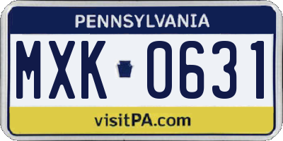 PA license plate MXK0631