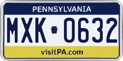 PA license plate MXK0632