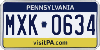 PA license plate MXK0634