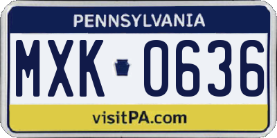PA license plate MXK0636