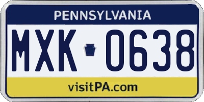 PA license plate MXK0638