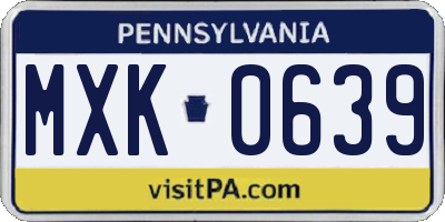 PA license plate MXK0639