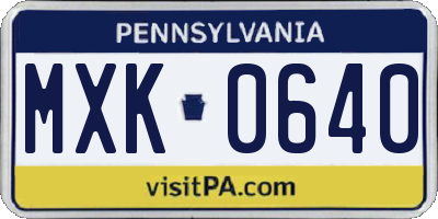 PA license plate MXK0640