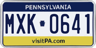 PA license plate MXK0641