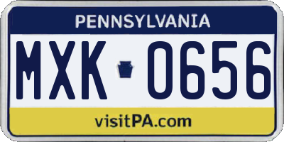 PA license plate MXK0656