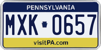 PA license plate MXK0657