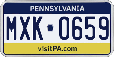 PA license plate MXK0659