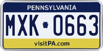 PA license plate MXK0663