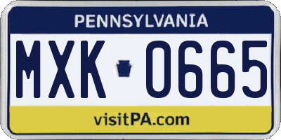 PA license plate MXK0665