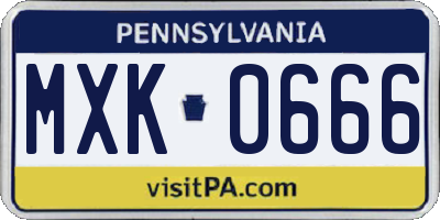 PA license plate MXK0666