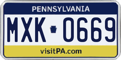 PA license plate MXK0669