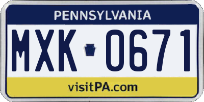 PA license plate MXK0671