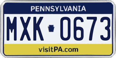 PA license plate MXK0673