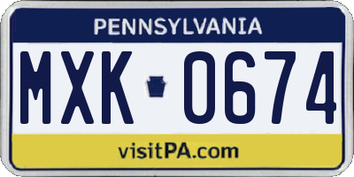 PA license plate MXK0674