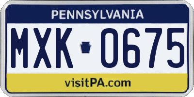 PA license plate MXK0675