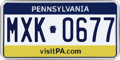 PA license plate MXK0677