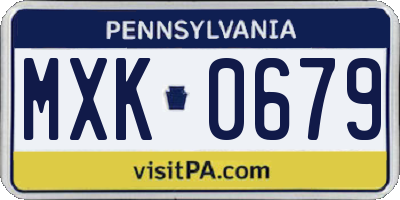 PA license plate MXK0679