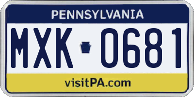 PA license plate MXK0681