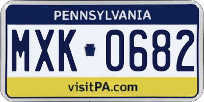 PA license plate MXK0682